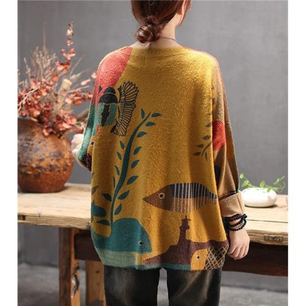 Women Christmas Sweater Graphic Printed Oversized Pullover Sweaters - Picture 3 of 5